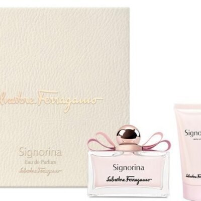 SET - SALVATORE FERRAGAMO "SIGNORINA" 3.4OZ EDP 3PCS WOMEN