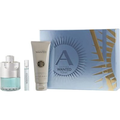 SET - AZZARO “WANTED TONIC” 3.4OZ EDT 3PCS MEN